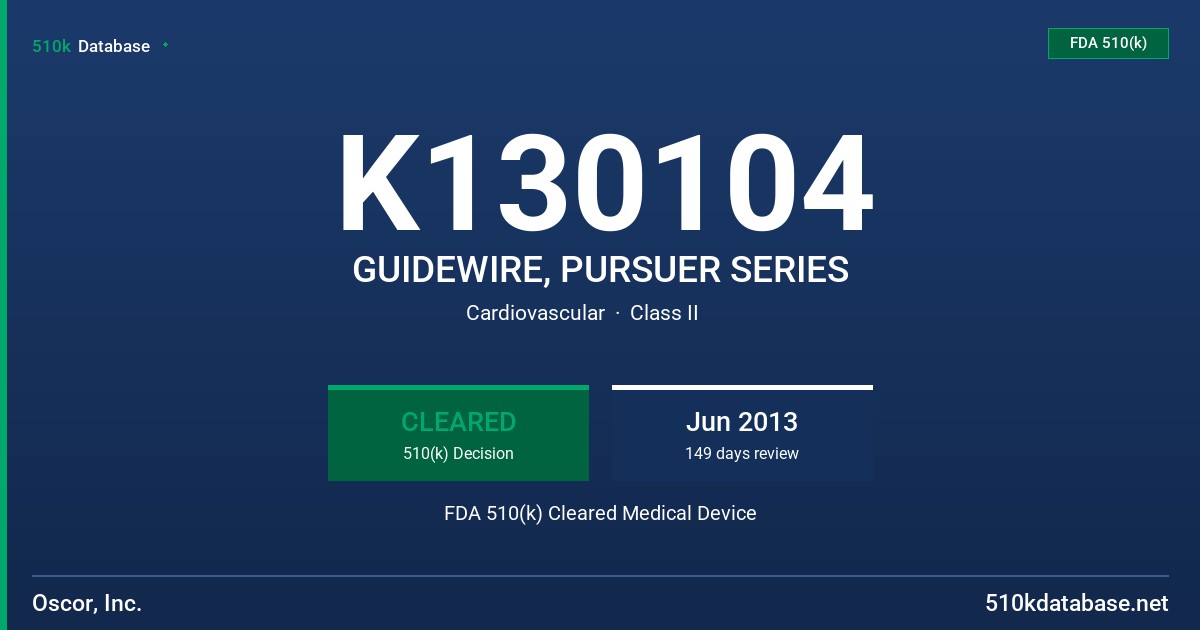 K130104 GUIDEWIRE, PURSUER SERIES FDA 510(k) Cleared Medical Device
