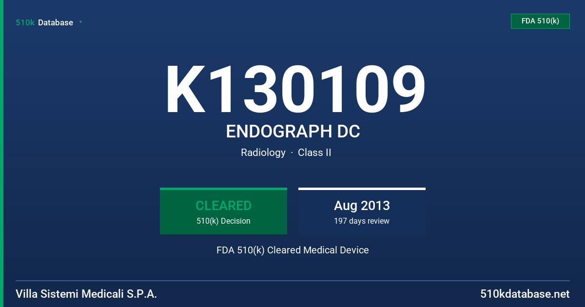 K130109 ENDOGRAPH DC FDA 510(k) Cleared Medical Device