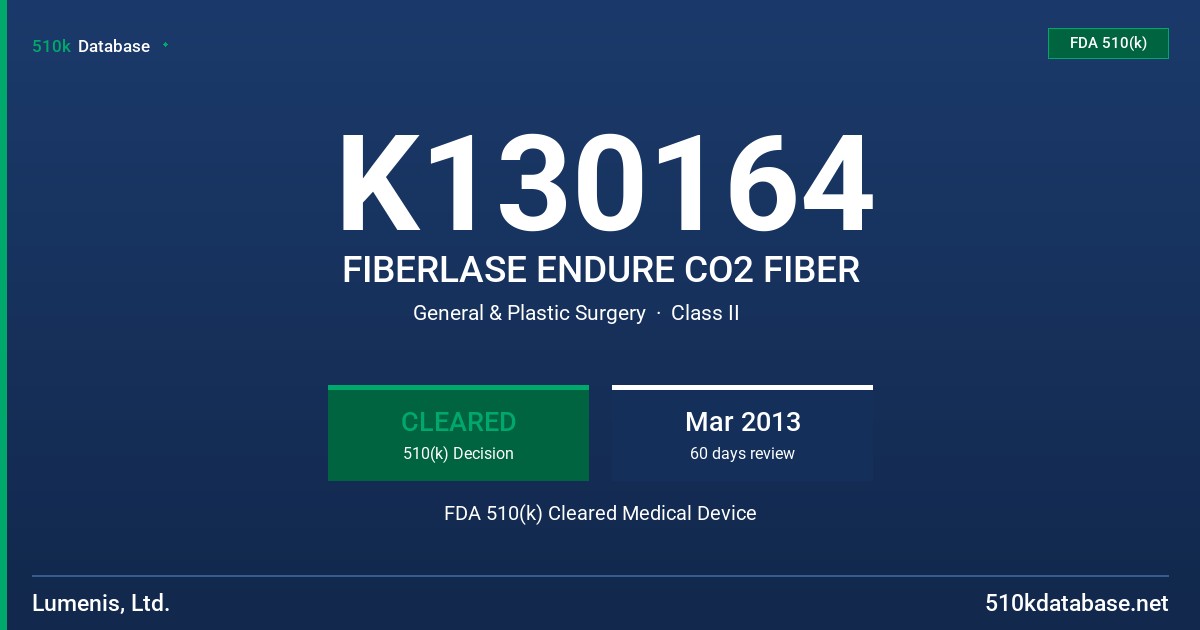 K130164 FIBERLASE ENDURE CO2 FIBER FDA 510(k) Cleared Medical Device