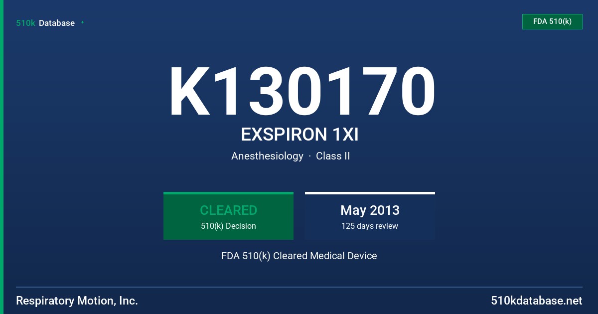 K130170 EXSPIRON 1XI FDA 510(k) Cleared Medical Device