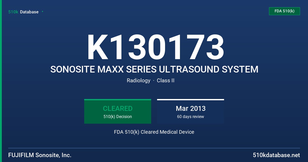 K130173 SONOSITE MAXX SERIES ULTRASOUND SYSTEM FDA 510(k) Cleared Medical Device