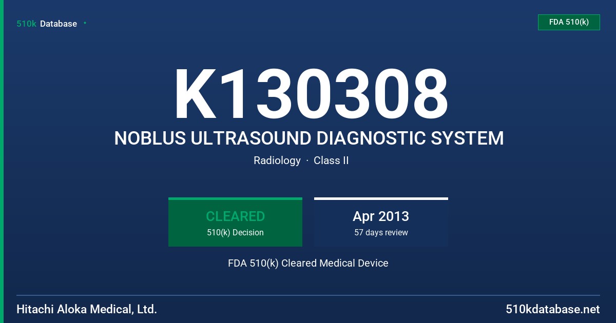 K130308 NOBLUS ULTRASOUND DIAGNOSTIC SYSTEM FDA 510(k) Cleared Medical Device