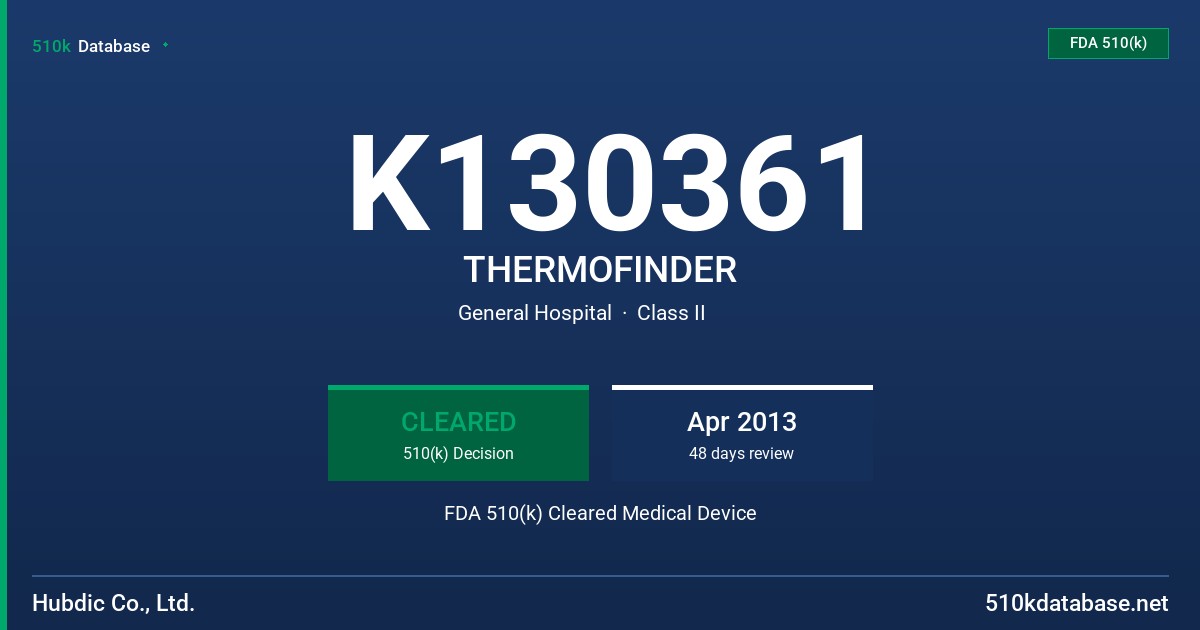 K130361 THERMOFINDER FDA 510(k) Cleared Medical Device