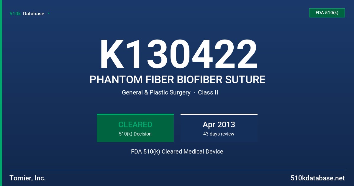 K130422 PHANTOM FIBER BIOFIBER SUTURE FDA 510(k) Cleared Medical Device