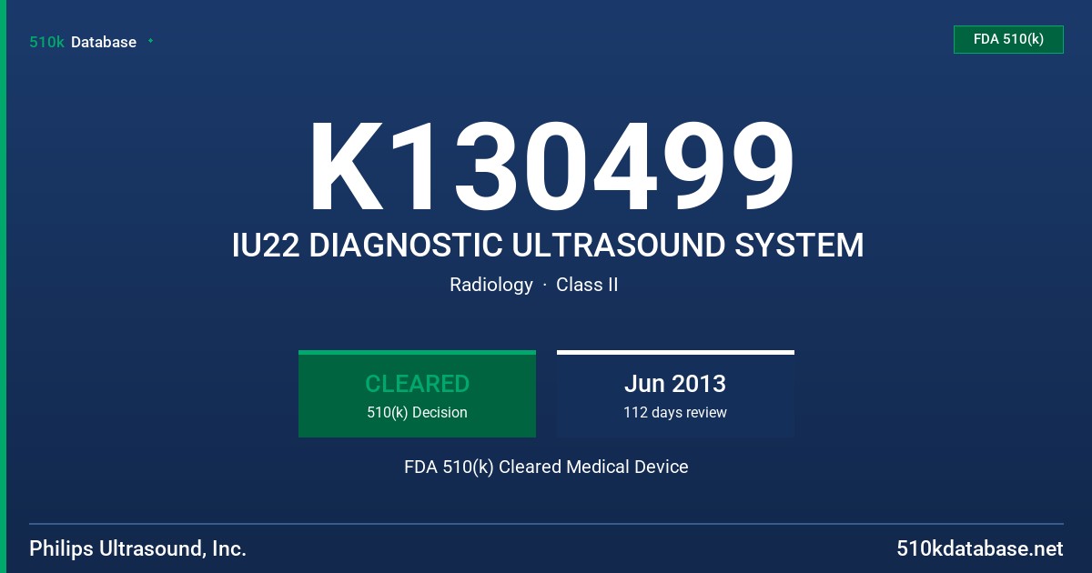 K130499 IU22 DIAGNOSTIC ULTRASOUND SYSTEM FDA 510(k) Cleared Medical Device