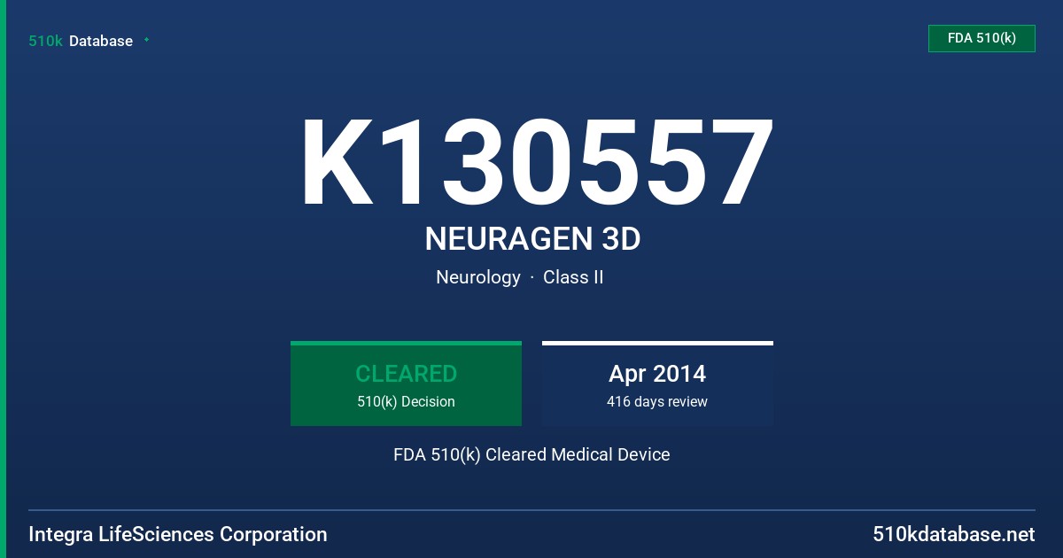 K130557 NEURAGEN 3D FDA 510(k) Cleared Medical Device