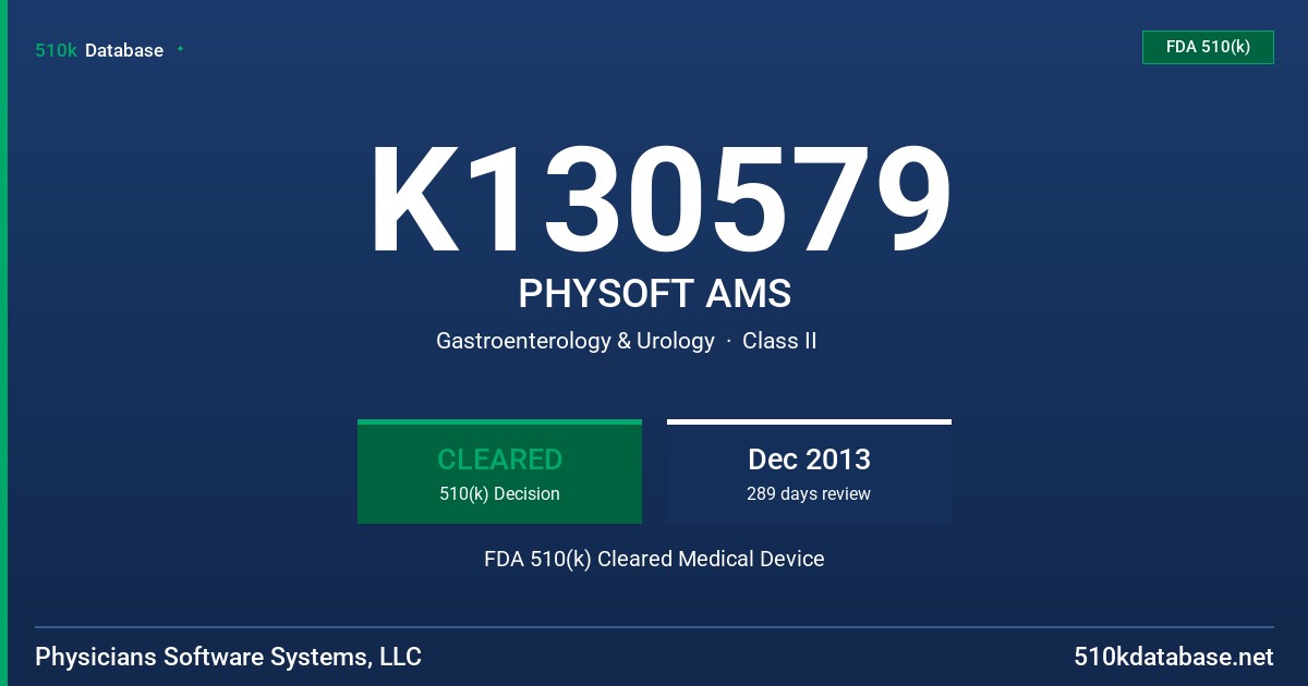 K130579 PHYSOFT AMS FDA 510(k) Cleared Medical Device
