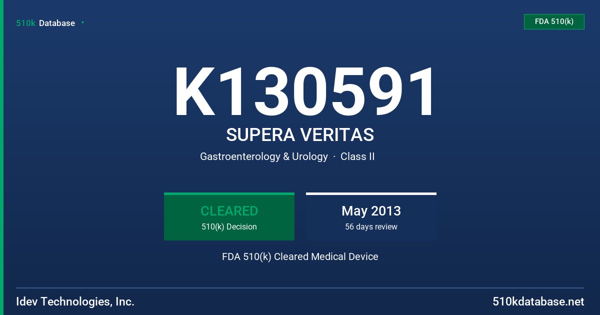 K130591 SUPERA VERITAS FDA 510(k) Cleared Medical Device