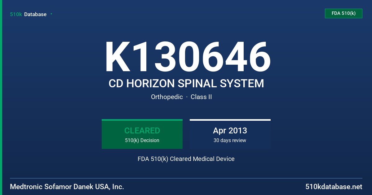 K130646 CD HORIZON SPINAL SYSTEM FDA 510(k) Cleared Medical Device