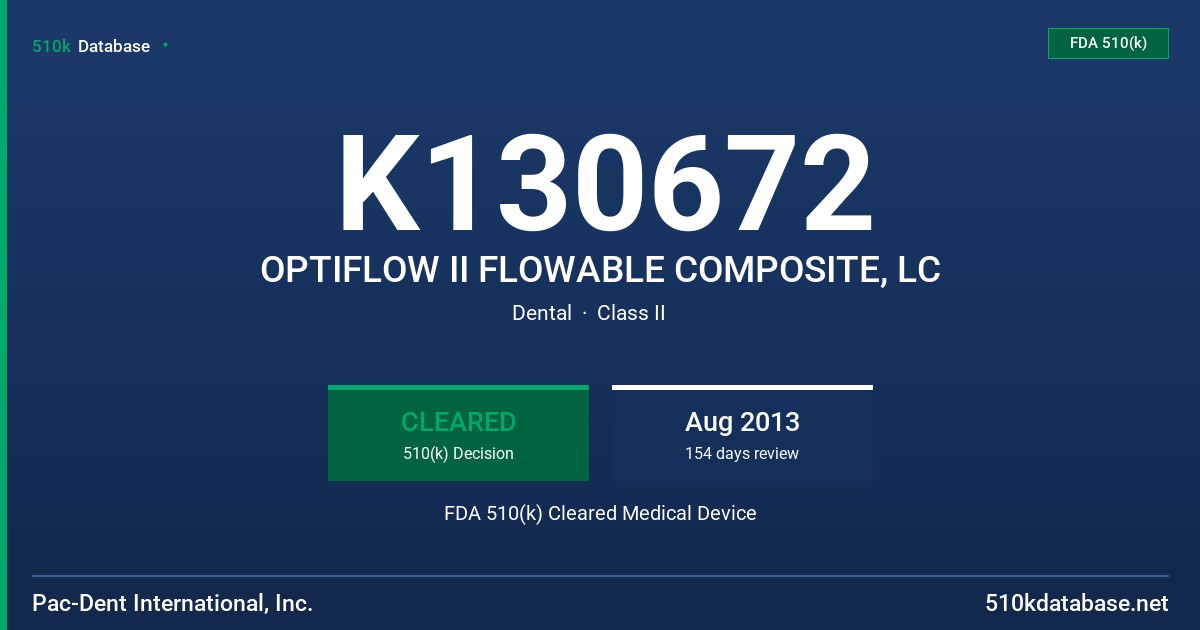 K130672 OPTIFLOW II FLOWABLE COMPOSITE, LC FDA 510(k) Cleared Medical Device