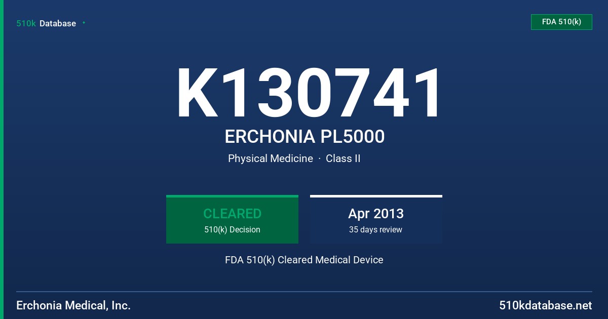 K130741 ERCHONIA PL5000 FDA 510(k) Cleared Medical Device