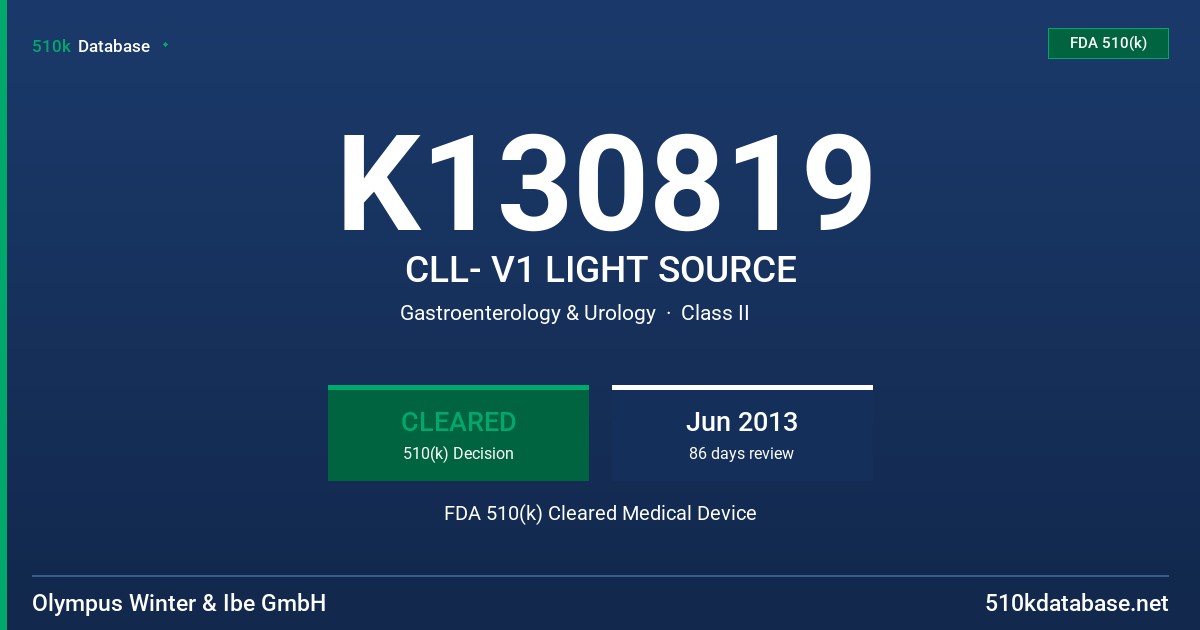 K130819 CLL- V1 LIGHT SOURCE FDA 510(k) Cleared Medical Device