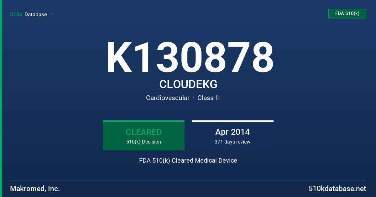 K130878 CLOUDEKG FDA 510(k) Cleared Medical Device