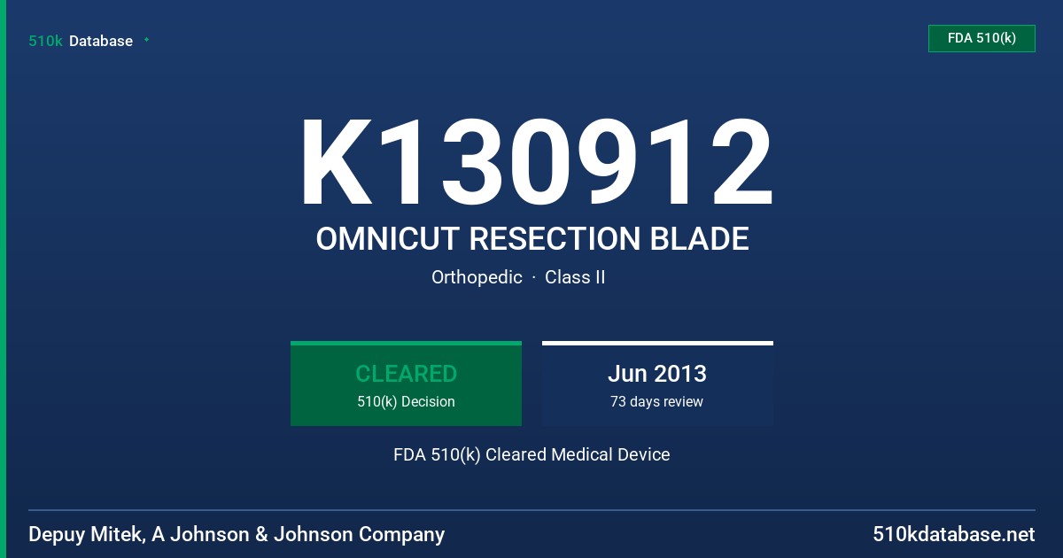 K130912 OMNICUT RESECTION BLADE FDA 510(k) Cleared Medical Device