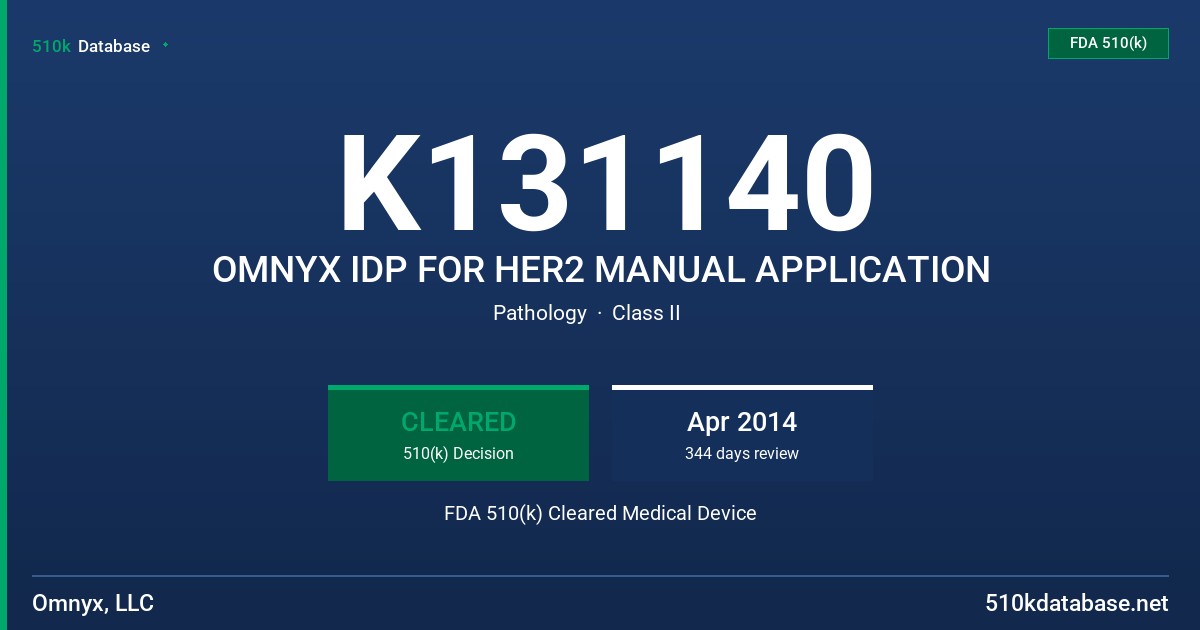 K131140 OMNYX IDP FOR HER2 MANUAL APPLICATION FDA 510(k) Cleared Medical Device