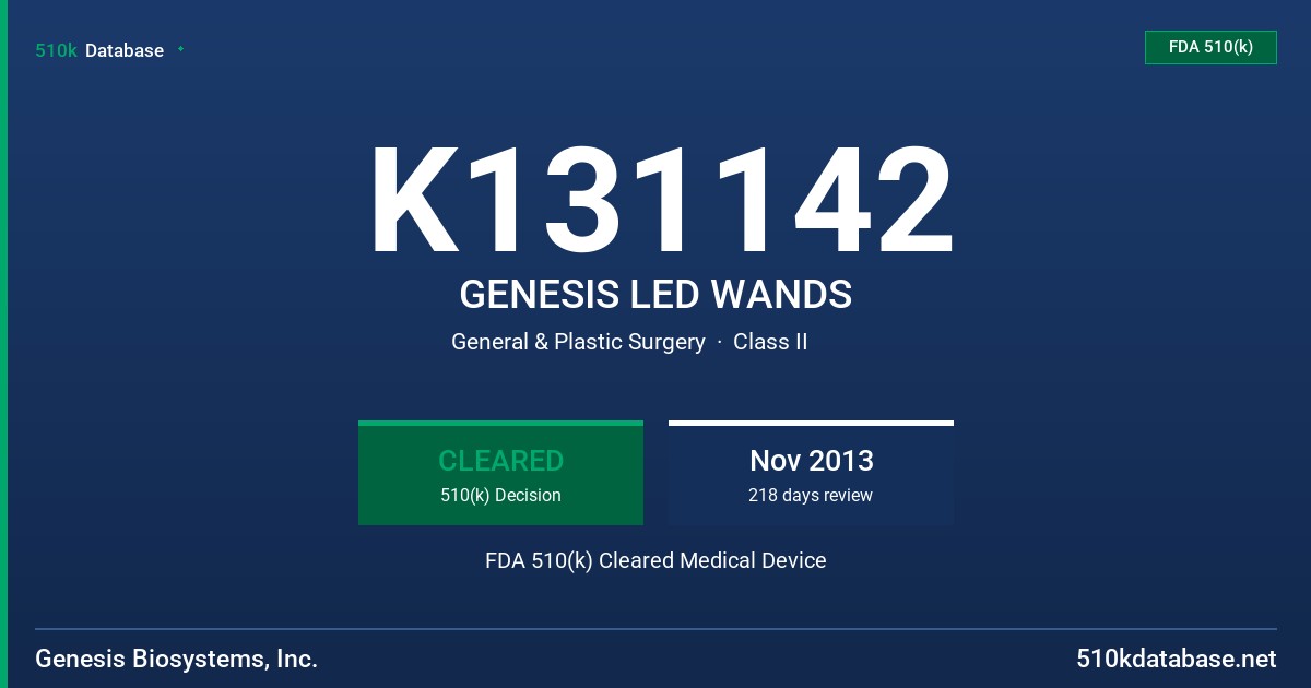 K131142 GENESIS LED WANDS FDA 510(k) Cleared Medical Device