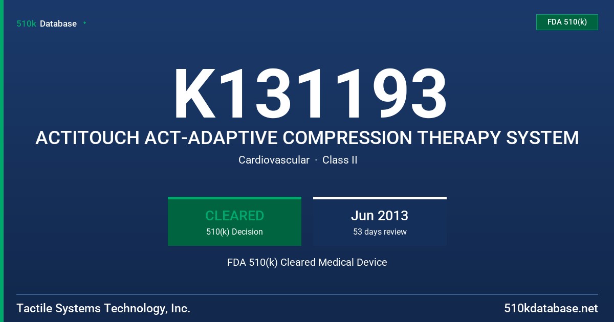 K131193 ACTITOUCH ACT-ADAPTIVE COMPRESSION THERAPY SYSTEM FDA 510(k) Cleared Medical Device
