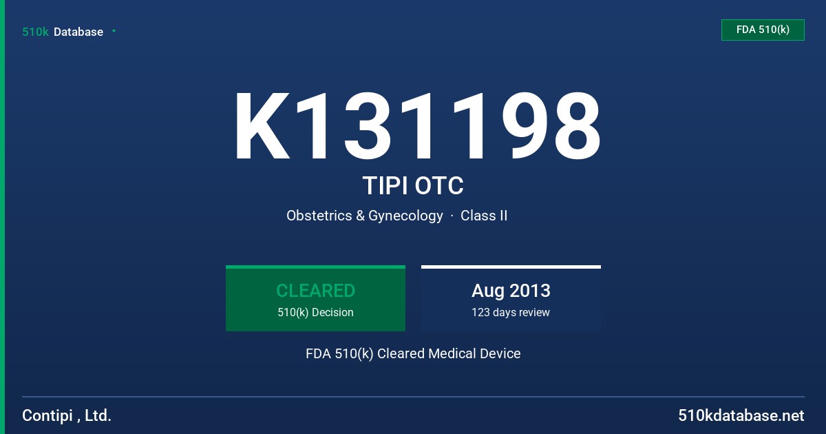 K131198 TIPI OTC FDA 510(k) Cleared Medical Device