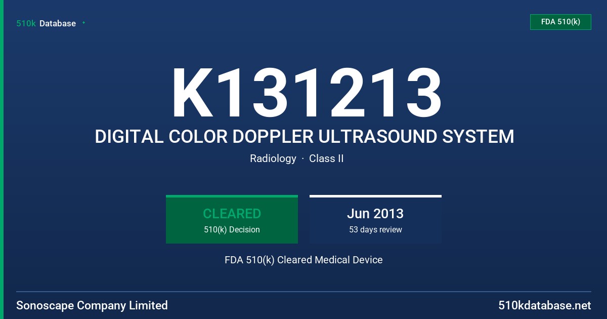 K131213 DIGITAL COLOR DOPPLER ULTRASOUND SYSTEM FDA 510(k) Cleared Medical Device