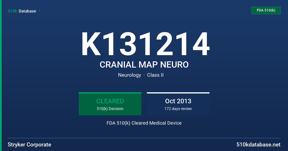 K131214 CRANIAL MAP NEURO FDA 510(k) Cleared Medical Device