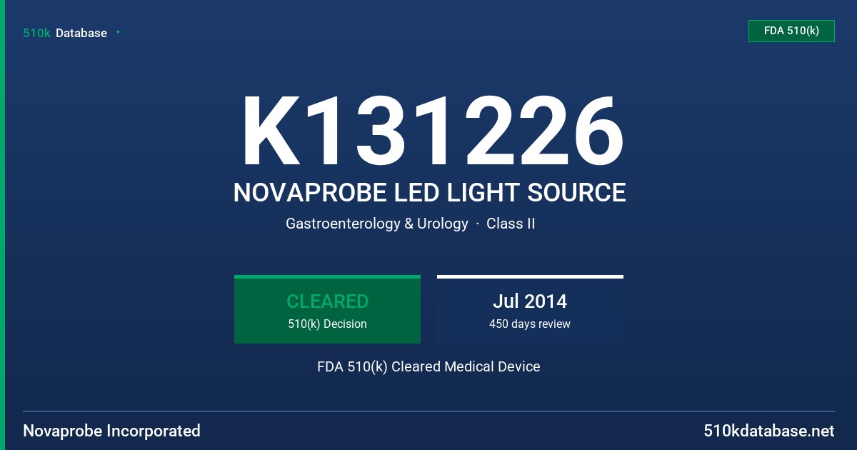 K131226 NOVAPROBE LED LIGHT SOURCE FDA 510(k) Cleared Medical Device
