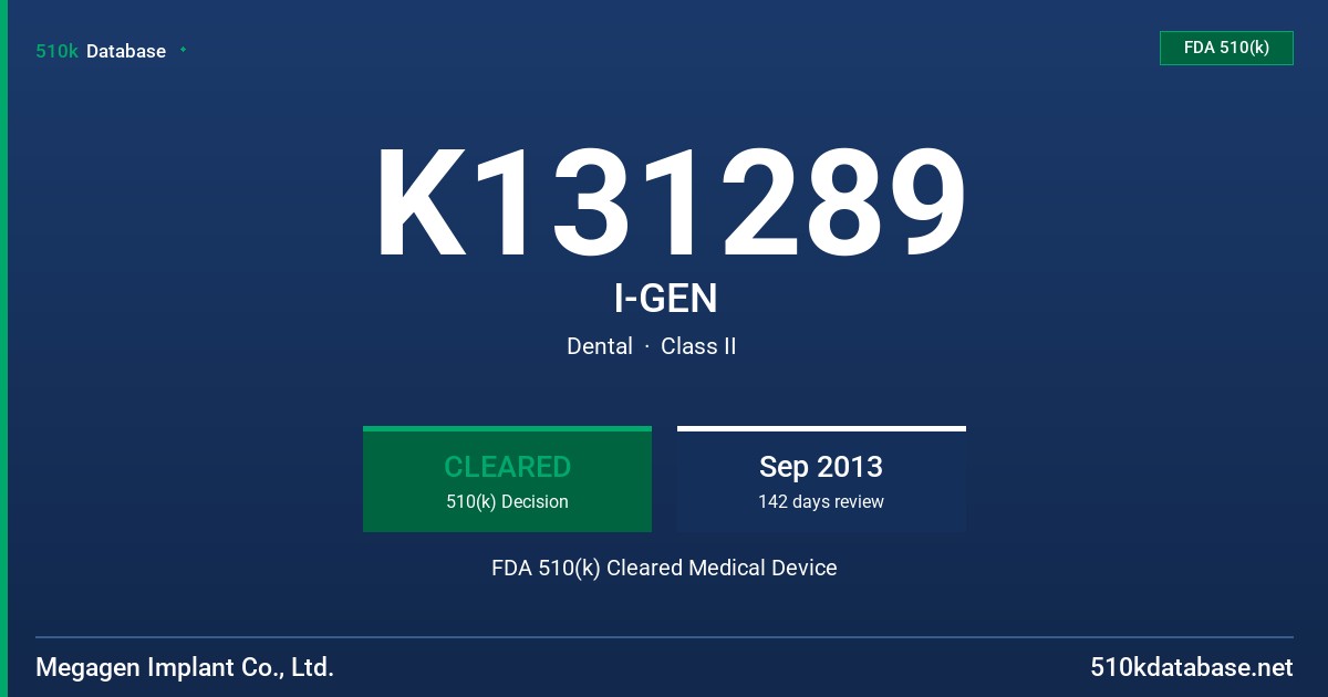 K131289 I-GEN FDA 510(k) Cleared Medical Device