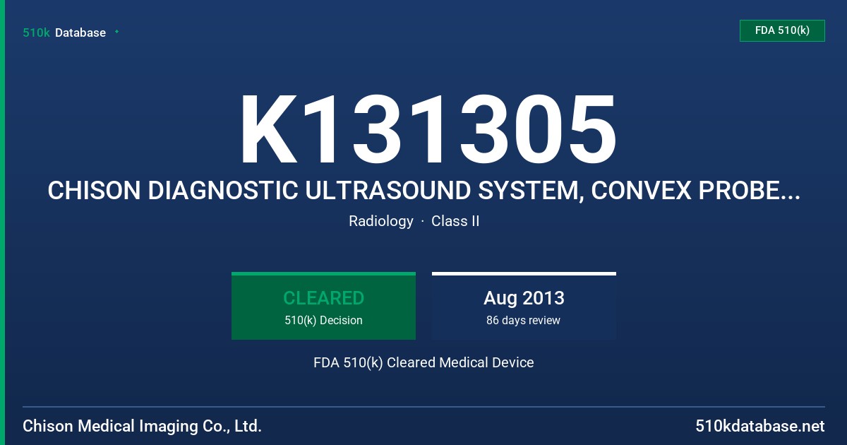 K131305 CHISON DIAGNOSTIC ULTRASOUND SYSTEM, CONVEX PROBE, LINCAR PROBE, PHASED PROBE FDA 510(k) Cleared Medical Device