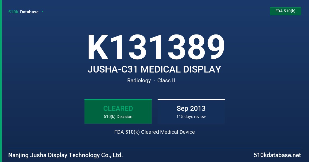 K131389 JUSHA-C31 MEDICAL DISPLAY FDA 510(k) Cleared Medical Device