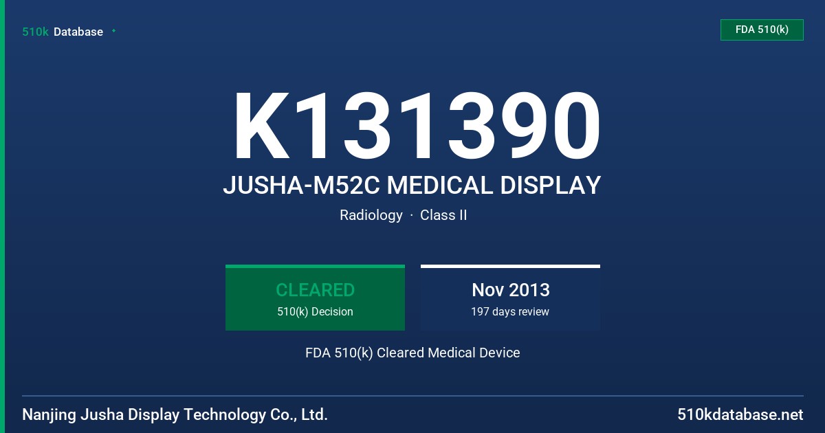 K131390 JUSHA-M52C MEDICAL DISPLAY FDA 510(k) Cleared Medical Device
