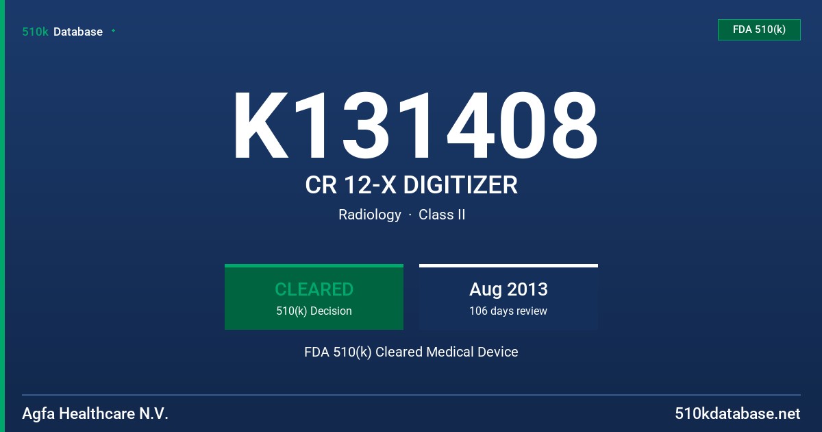 K131408 CR 12-X DIGITIZER FDA 510(k) Cleared Medical Device