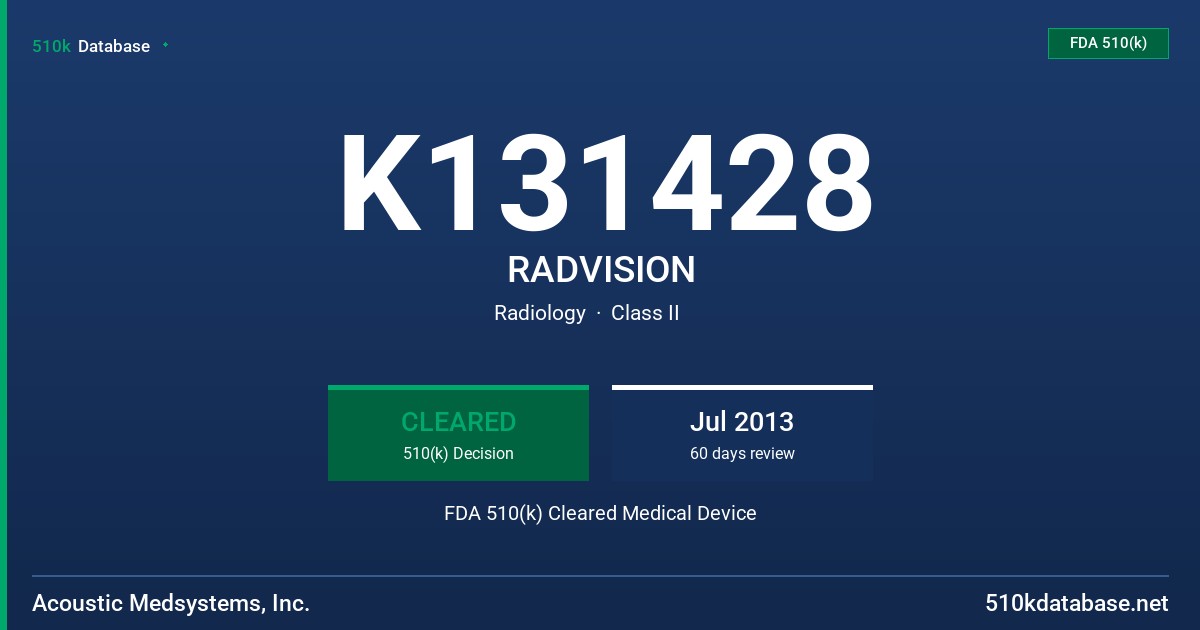 K131428 RADVISION FDA 510(k) Cleared Medical Device