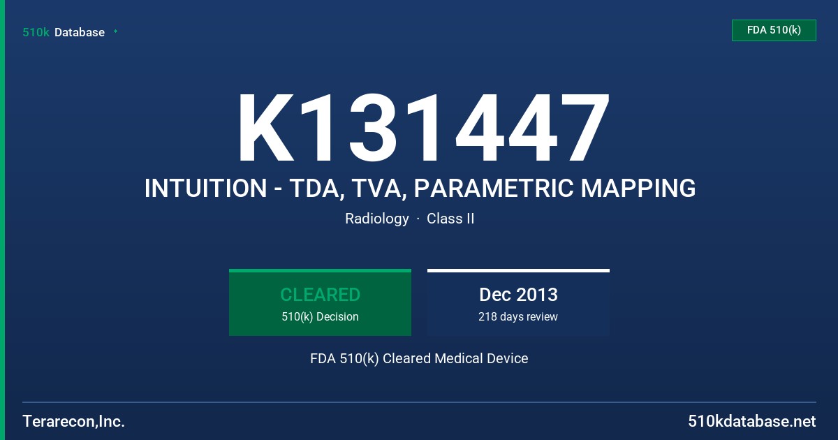 K131447 INTUITION - TDA, TVA, PARAMETRIC MAPPING FDA 510(k) Cleared Medical Device