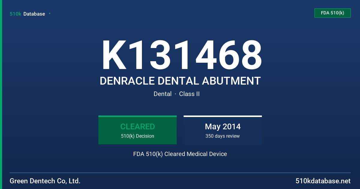 K131468 DENRACLE DENTAL ABUTMENT FDA 510(k) Cleared Medical Device