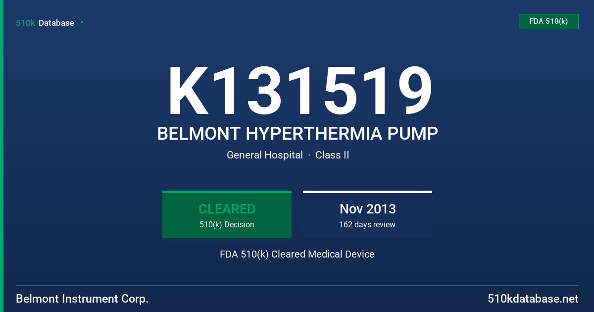 K131519 BELMONT HYPERTHERMIA PUMP FDA 510(k) Cleared Medical Device