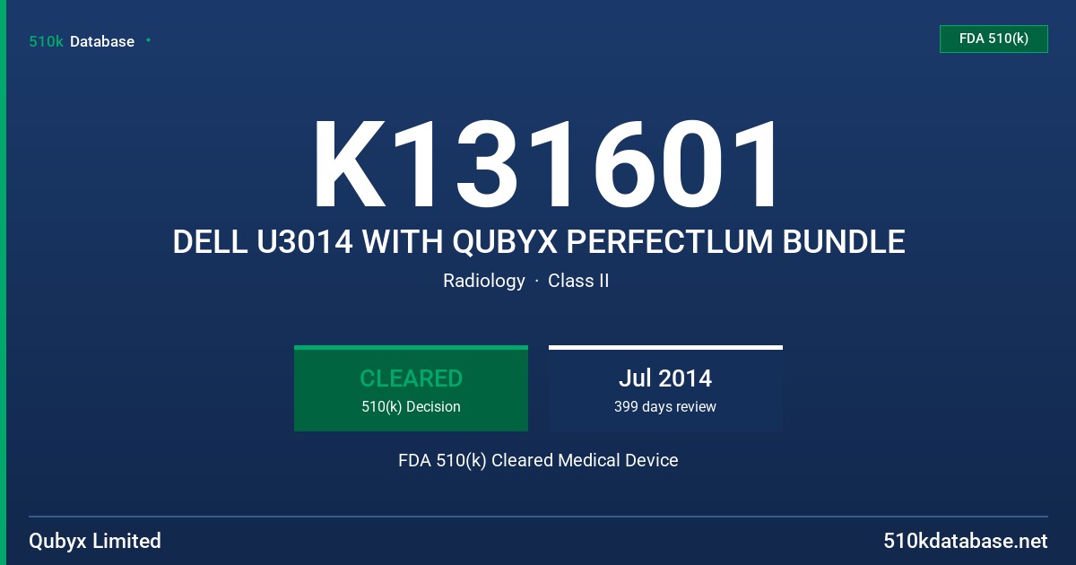 K131601 DELL U3014 WITH QUBYX PERFECTLUM BUNDLE FDA 510(k) Cleared Medical Device