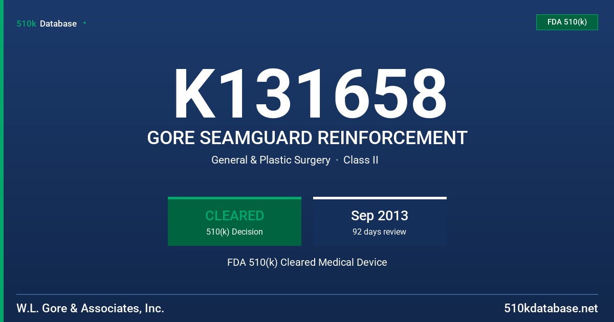 K131658 GORE SEAMGUARD REINFORCEMENT FDA 510(k) Cleared Medical Device