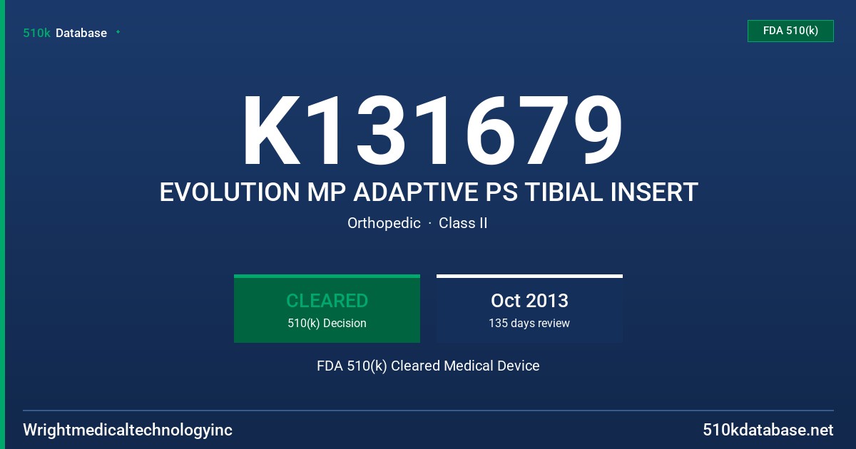 K131679 EVOLUTION MP ADAPTIVE PS TIBIAL INSERT FDA 510(k) Cleared Medical Device