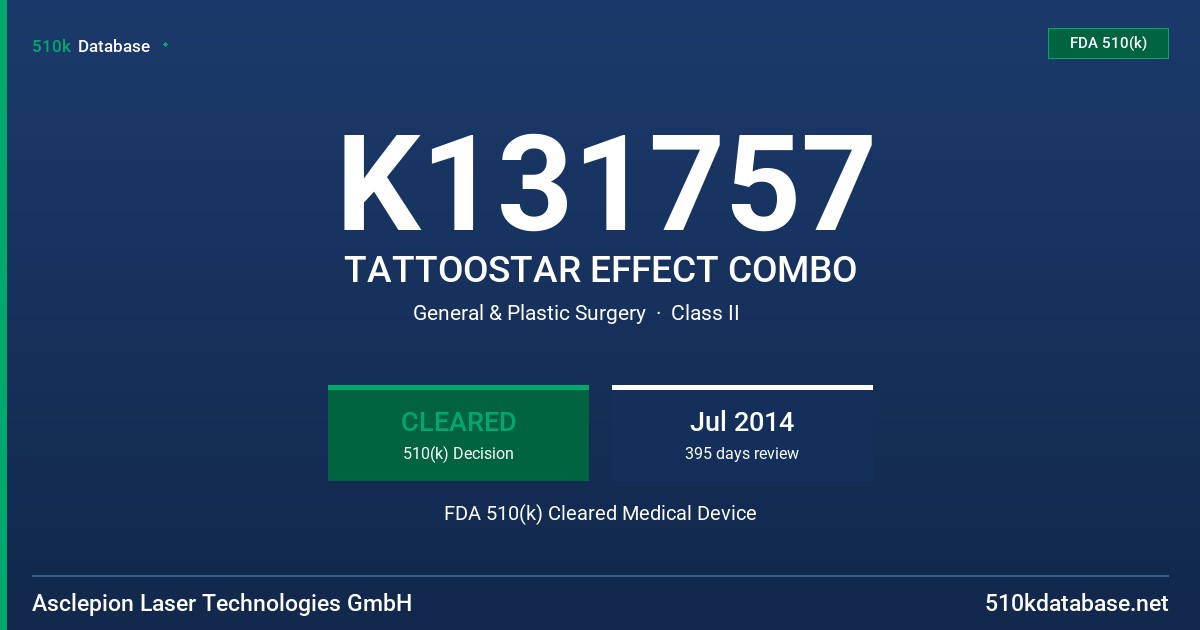 K131757 TATTOOSTAR EFFECT COMBO FDA 510(k) Cleared Medical Device