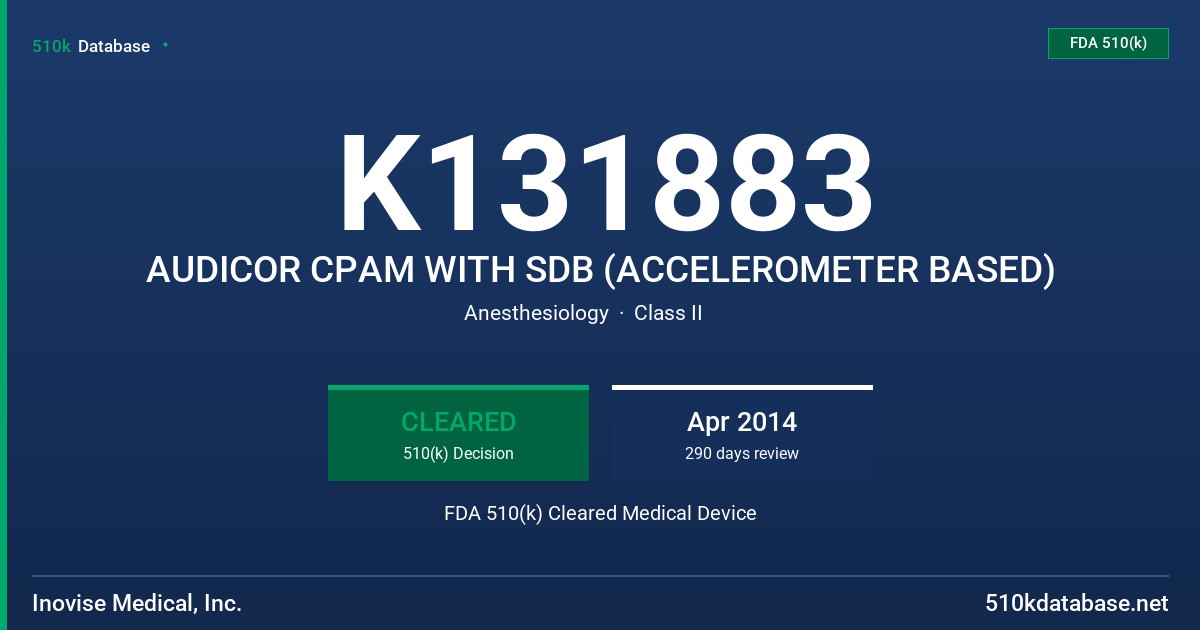 K131883 AUDICOR CPAM WITH SDB (ACCELEROMETER BASED) FDA 510(k) Cleared Medical Device