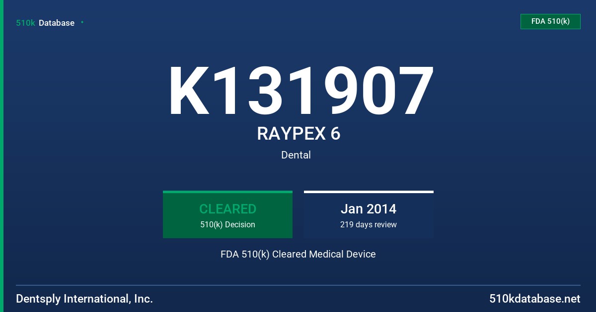 K131907 RAYPEX 6 FDA 510(k) Cleared Medical Device