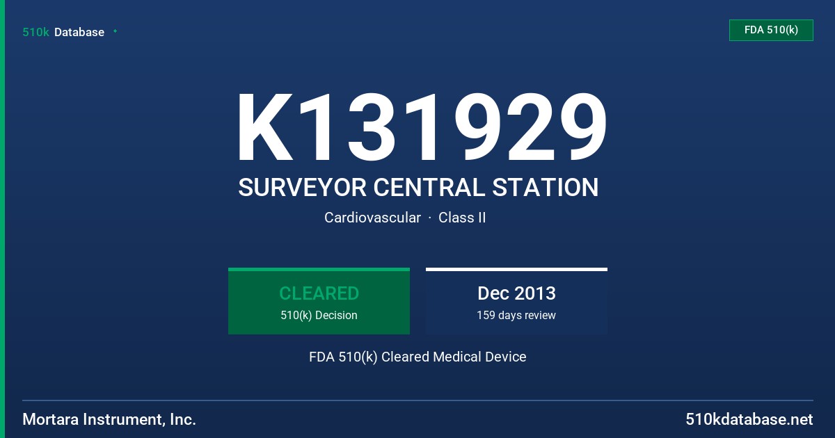 K131929 SURVEYOR CENTRAL STATION FDA 510(k) Cleared Medical Device