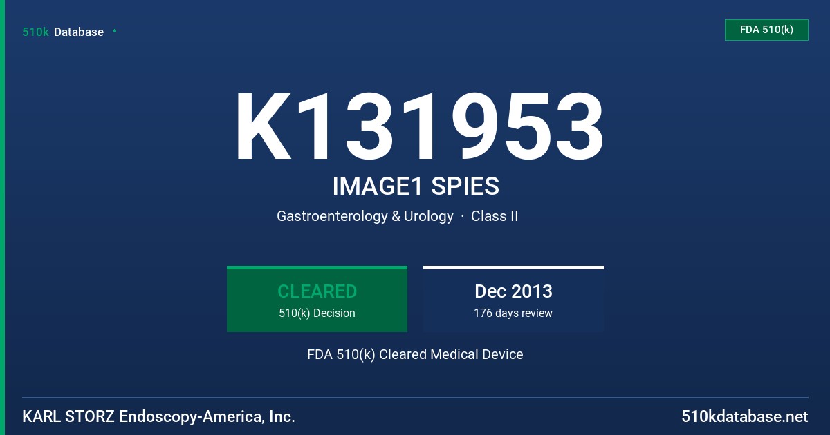 K131953 IMAGE1 SPIES FDA 510(k) Cleared Medical Device