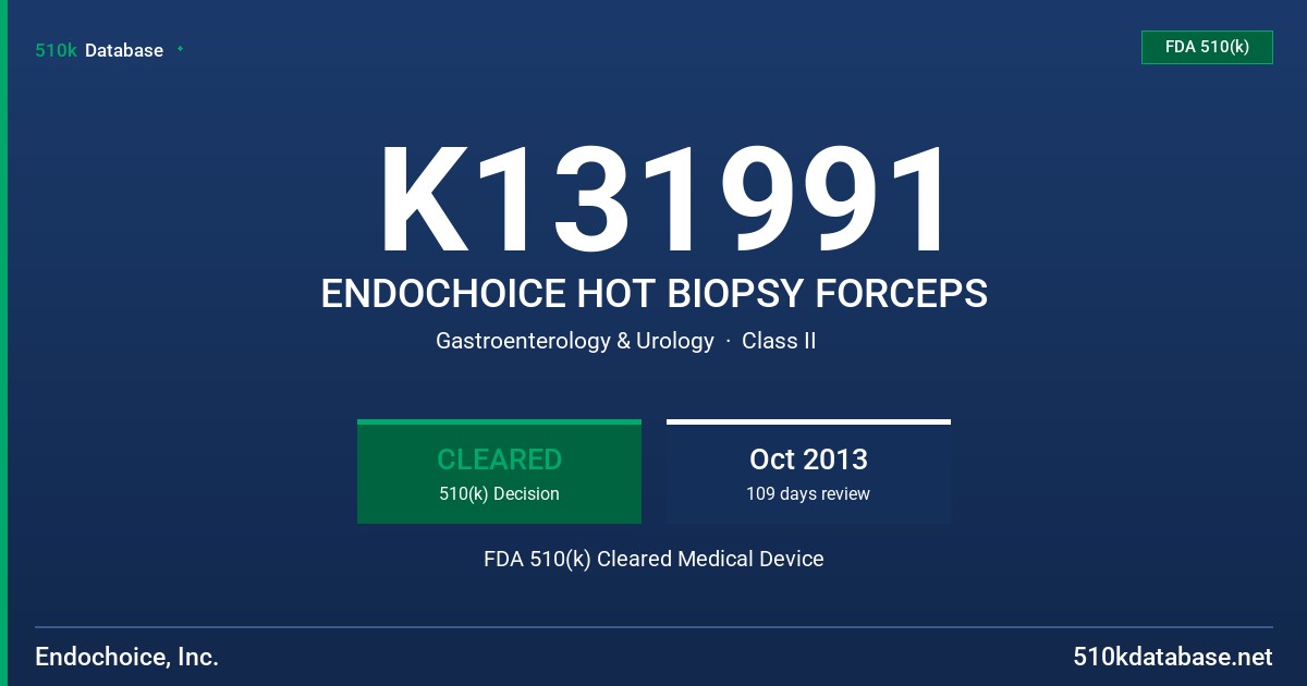 K131991 ENDOCHOICE HOT BIOPSY FORCEPS FDA 510(k) Cleared Medical Device
