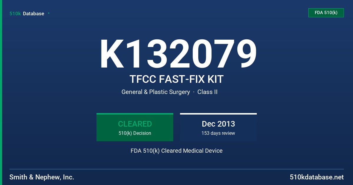 K132079 TFCC FAST-FIX KIT FDA 510(k) Cleared Medical Device