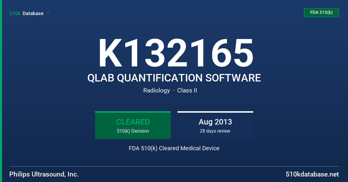 K132165 QLAB QUANTIFICATION SOFTWARE FDA 510(k) Cleared Medical Device