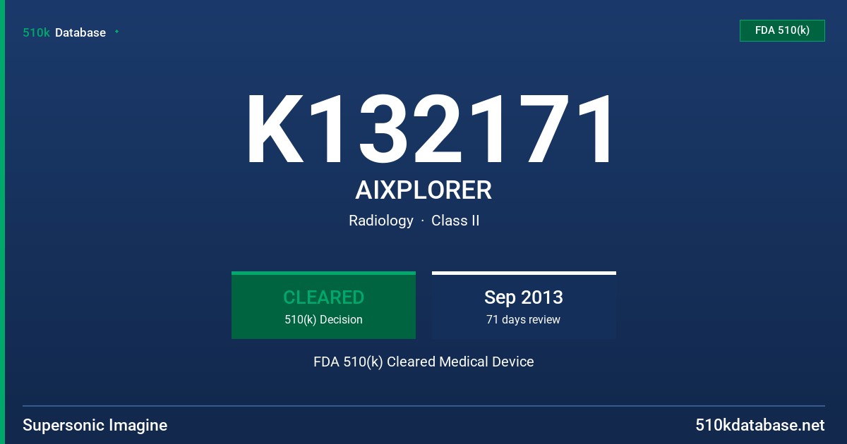 K132171 AIXPLORER FDA 510(k) Cleared Medical Device