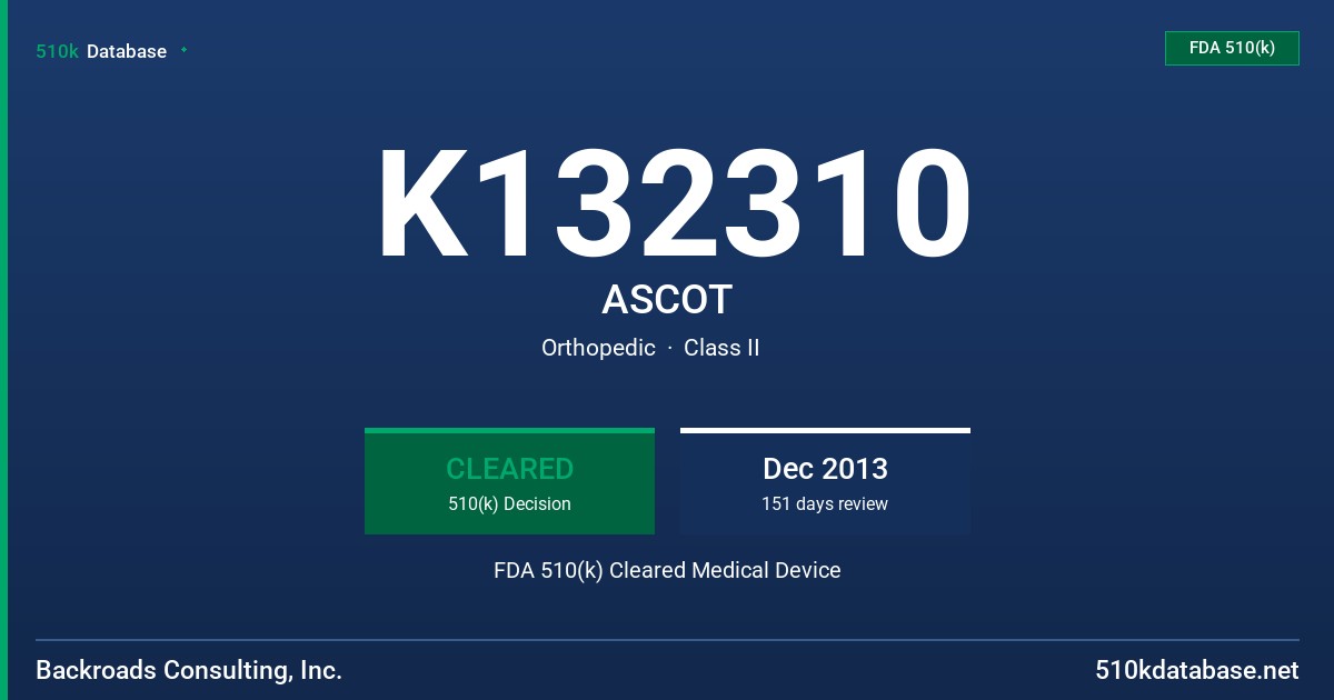 K132310 ASCOT FDA 510(k) Cleared Medical Device