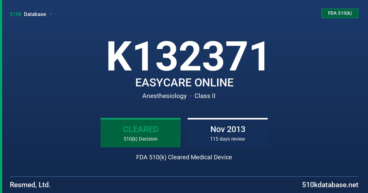 K132371 EASYCARE ONLINE FDA 510(k) Cleared Medical Device