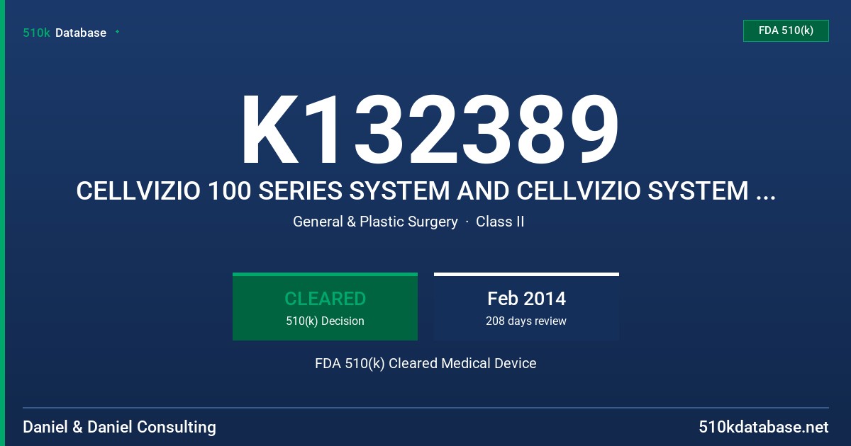 K132389 CELLVIZIO 100 SERIES SYSTEM AND CELLVIZIO SYSTEM WITH CONFOCAL MINIPROBES FDA 510(k) Cleared Medical Device