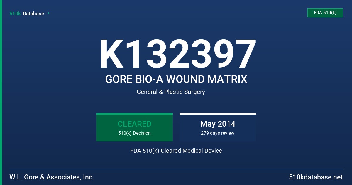 K132397 GORE BIO-A WOUND MATRIX FDA 510(k) Cleared Medical Device